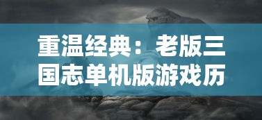 重温经典：老版三国志单机版游戏历史解析与角色巧妙战略使用策略